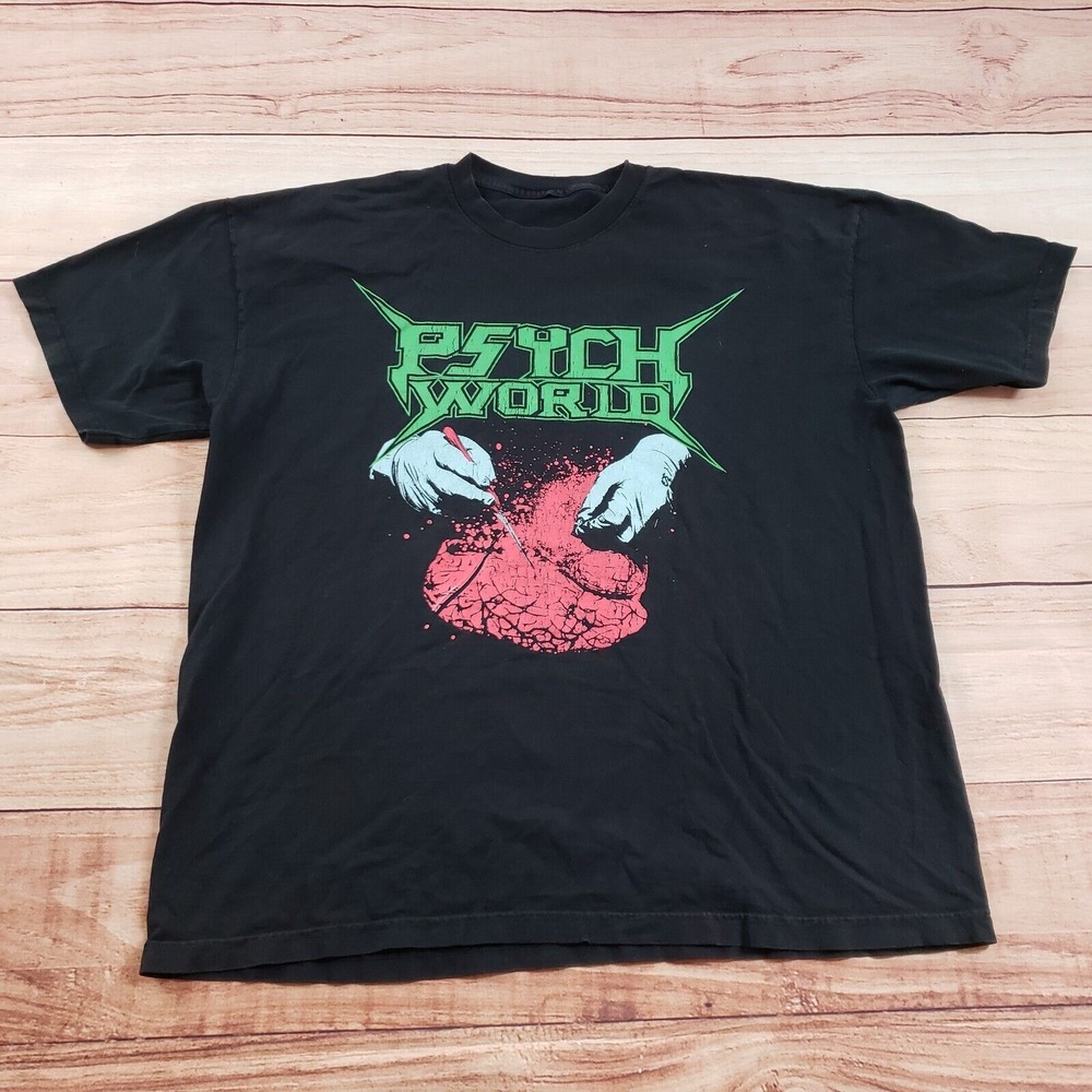 Psychworld‎ Shirt Mens Extra Large Black Green Outdoor Streetwear Logo Adult